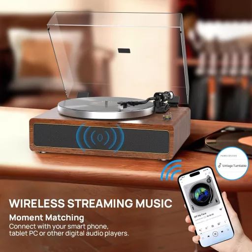 Retrolife Bakelit Lemezjátszó Bluetooth Hangszóróval Sárga/Barna