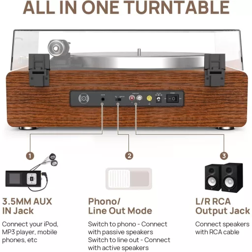 Retrolife Bakelit Lemezjátszó Bluetooth Hangszóróval Sárga/Barna