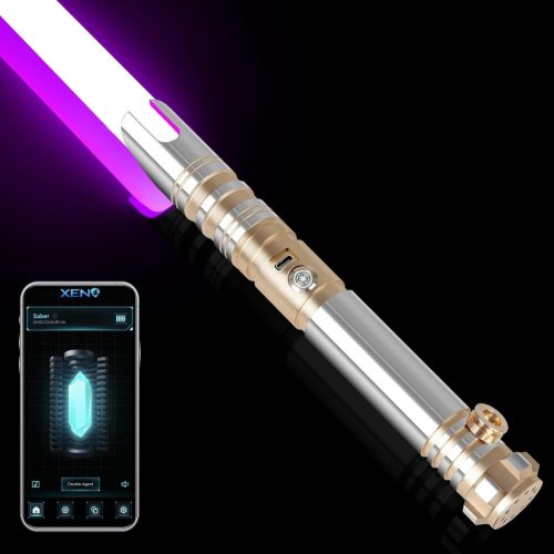 Fénykard Fém Markolattal - 16 Színű LED, Mozgásérzékelős, 16 Hangeffekttel, USB Tölthető, 101 cm, Arany Szín