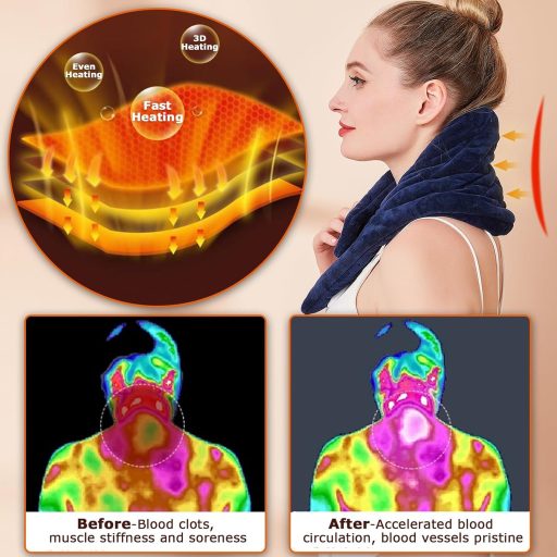 JOBYNA Elektromos Nyakfűtő Pad, 5 Másodperces Gyors Fűtés, 30-70°C Hőmérséklet és 10-90 Perc Időzítés, Mosható Flanel Anyag