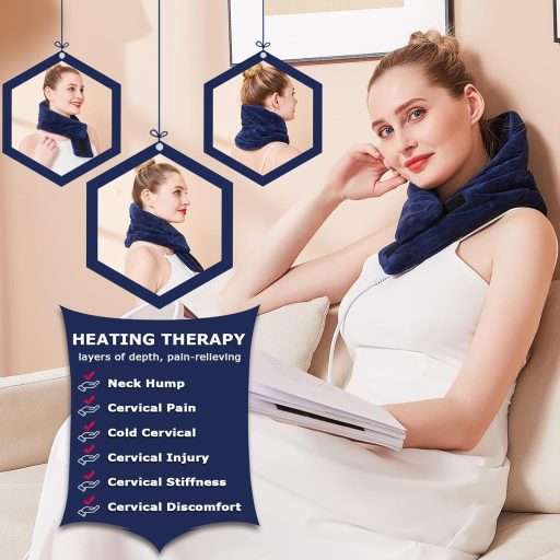 JOBYNA Elektromos Nyakfűtő Pad, 5 Másodperces Gyors Fűtés, 30-70°C Hőmérséklet és 10-90 Perc Időzítés, Mosható Flanel Anyag