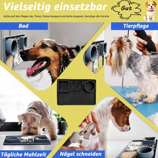 Peticularz Covoraș Lins Silicon Verde cu Ventuze - Bol Hrănire Lentă pentru Câini și Pisici, Lavabil în Mașina de Spălat Vase