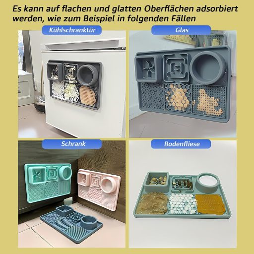 Peticularz Zöld Szilikon Nyalómatrac Tapadókorongokkal - Lassú Etetőtál Kutyáknak és Macskáknak, Mosogatógépben Mosható