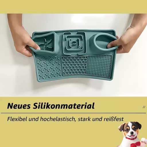 Peticularz Covoraș Lins Silicon Verde cu Ventuze - Bol Hrănire Lentă pentru Câini și Pisici, Lavabil în Mașina de Spălat Vase