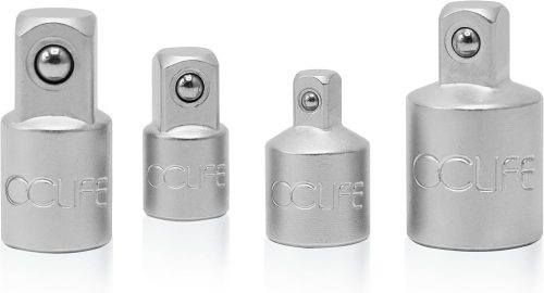 CCLIFE 4 részes dugókulcs adapter készlet - 1/2", 3/8", 1/4" méretű racsnikhoz - króm-vanádium acél - autószereléshez, barkácsoláshoz