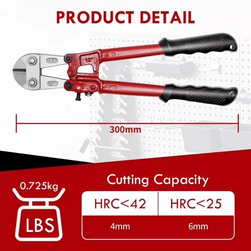 CCLIFE Clește tăietor de bolțuri 300mm, Oțel Cr-Mo, Capacitate de tăiere 4mm, Clește profesional