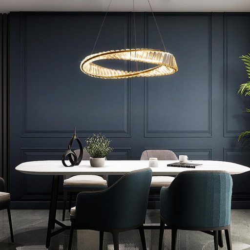 minifair LED luster u obliku zlatnog prstena - 40 cm, moderan, prigušiv, kristalna svjetiljka za dnevni boravak, spavaću sobu, blagovaonicu, ured, s upravljanjem na dodir