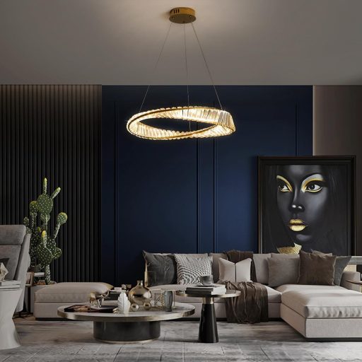 minifair LED luster u obliku zlatnog prstena - 40 cm, moderan, prigušiv, kristalna svjetiljka za dnevni boravak, spavaću sobu, blagovaonicu, ured, s upravljanjem na dodir