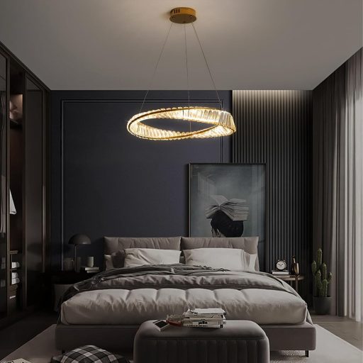 minifair Arany Gyűrű Alakú LED Csillár - 40 cm Modern Dimmelhető Kristály Lámpa Nappaliba, Hálószobába, Étkezőbe, Irodába, Érintésvezérlésse