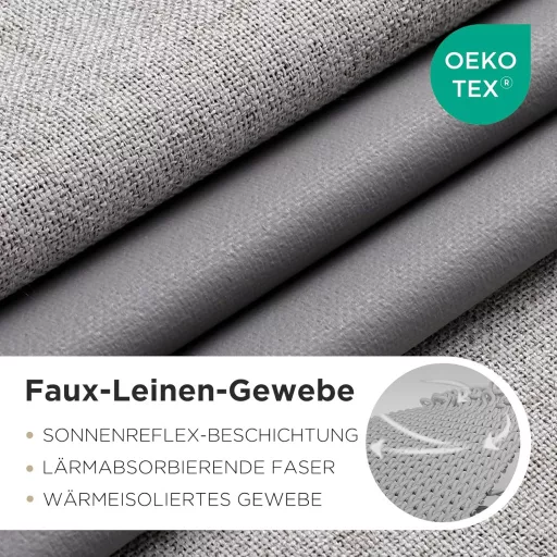 Joydeco 100% Opaque Sötétítő Függöny Szett 2db Linen Hatás Hőszigeteléssel
