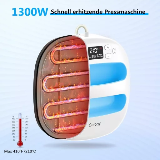 Calogy Hőprés Gép 25,4x25,4 cm - 1300W Pólónyomtató 210°C Gyors Felfűtéssel és Időzítővel - Ruhák, Táskák, HTV Vinyl Nyomtatáshoz