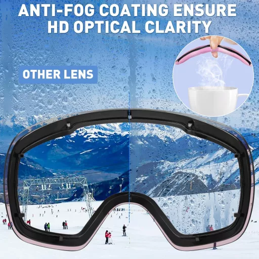 Ochelari de schi CARFIA pentru purtătorii de ochelari, protecție UV400, anti-ceață, snowboard