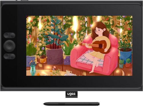 UGEE UE12 11,6" Grafikus Tablet Kijelzővel - 124% sRGB Színtér, 8 Gyorsgomb, Akkumentes Toll, Windows/Mac/Android Kompatibilis, Otthoni Munk