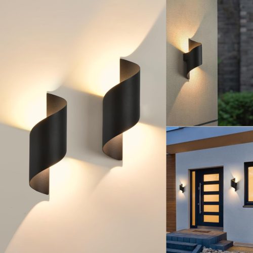2 ks LED Vonkajšie/Vnútorné Nástenné Svietidlo 10W - IP65 Vodotesné, 3000K Teplá Biela, Moderné S-tvarované Hliníkové Dekoračné Osvetlenie