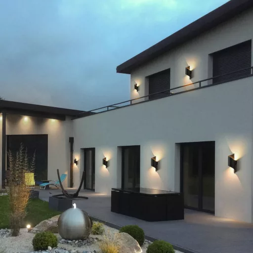 2 buc. Lampă de perete LED de exterior/interior 10W - IP65 Impermeabilă, 3000K Alb Cald, Iluminat decorativ modern din aluminiu în formă de S