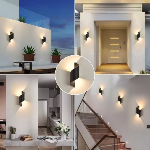 2 buc. Lampă de perete LED de exterior/interior 10W - IP65 Impermeabilă, 3000K Alb Cald, Iluminat decorativ modern din aluminiu în formă de S