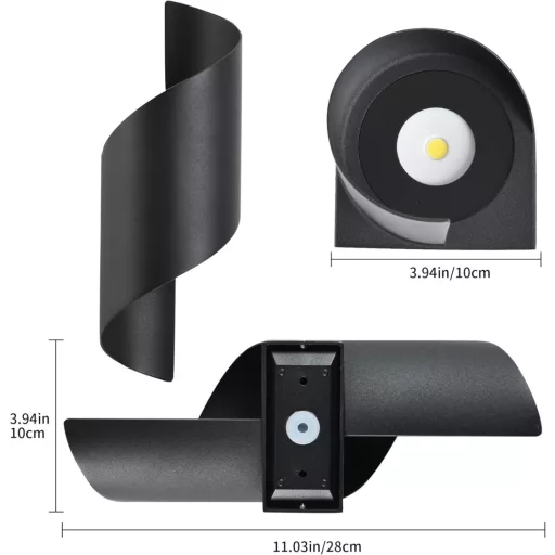 2 buc. Lampă de perete LED de exterior/interior 10W - IP65 Impermeabilă, 3000K Alb Cald, Iluminat decorativ modern din aluminiu în formă de S