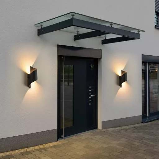 2 buc. Lampă de perete LED de exterior/interior 10W - IP65 Impermeabilă, 3000K Alb Cald, Iluminat decorativ modern din aluminiu în formă de S
