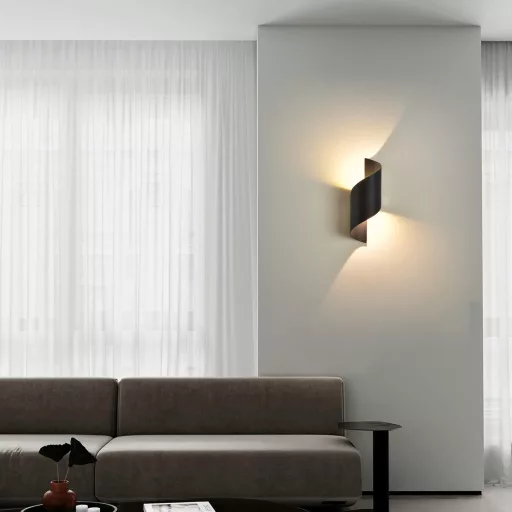 2 buc. Lampă de perete LED de exterior/interior 10W - IP65 Impermeabilă, 3000K Alb Cald, Iluminat decorativ modern din aluminiu în formă de S