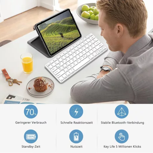 Tastatură Bluetooth KARFUN Wireless pentru iPad, iPhone, Laptop, Android și iOS