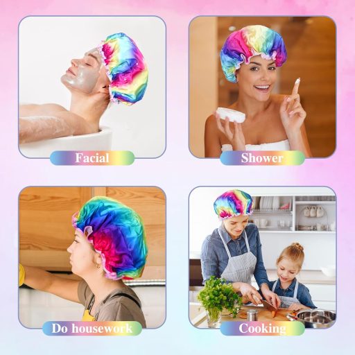 G2PLUS Căciulă de duș impermeabilă, 2 bucăți, strat dublu, pentru baie, salon spa, îmbăiere