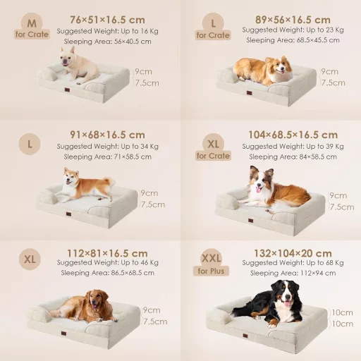 EHEYCIGA Ortopedická posteľ pre psov veľkých plemien – pamäťová pena, umývateľný poťah, vodeodolná, protišmyková pohovka s vysokým okrajom