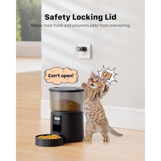 BEMOONY Automatické krmítko pre domáce zvieratá - 3L Kapacita, 1-6 dávok denne, s 10s funkciou nahrávania hlasu - Miska na krmivo pre mačky a malé psy s časovačom