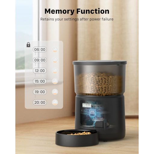 BEMOONY Automata Kisállat Etető - 3L Kapacitás, 1-6 Adagolás Naponta, 10mp Hangfelvétel Funkcióval - Macska és Kistestű Kutya Etetőtál Időzí