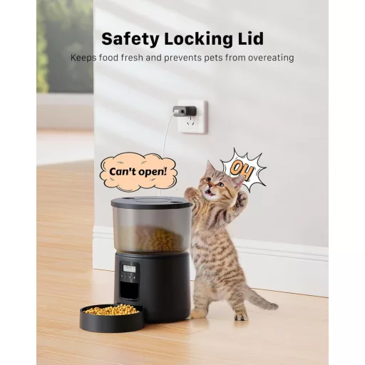 BEMOONY Automata Kisállat Etető - 3L Kapacitás, 1-6 Adagolás Naponta, 10mp Hangfelvétel Funkcióval - Macska és Kistestű Kutya Etetőtál Időzí