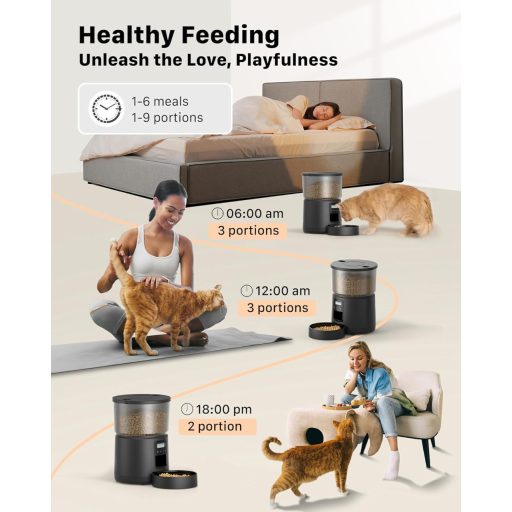 BEMOONY Hrănitor Automat pentru Animale de Companie - Capacitate 3L, 1-6 Porții pe Zi, Funcție de Înregistrare Vocală 10 secunde - Bol de Hrănire Temporizat pentru Pisici și Câini de Talie Mică