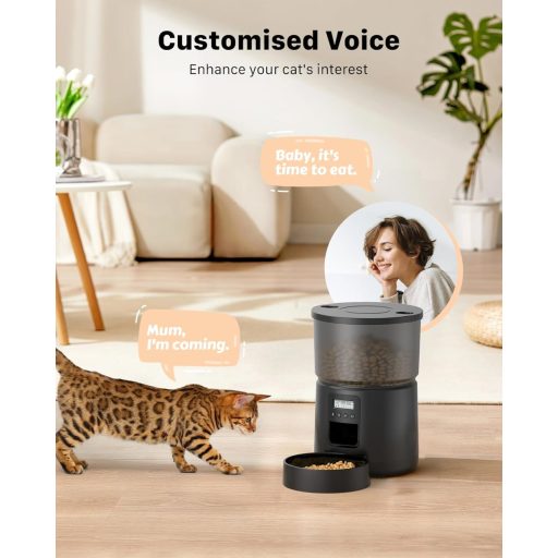 BEMOONY Hrănitor Automat pentru Animale de Companie - Capacitate 3L, 1-6 Porții pe Zi, Funcție de Înregistrare Vocală 10 secunde - Bol de Hrănire Temporizat pentru Pisici și Câini de Talie Mică