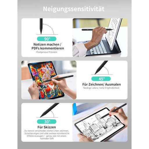 MEKO Digitalna Olovka za iPad 2018-2024, Brzo Punjenje, Odbijanje Dlani, Osjetljivost na Nagib, Kompatibilna s iPad Pro/Air/Mini, Crna