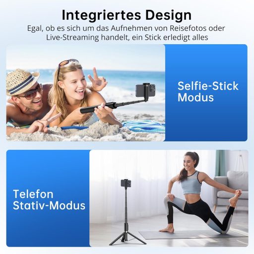 SYNCWIRE 140 cm Alumínium Szelfibot és Állvány Távirányítóval - 360° Forgatható Tripod iPhone 16/15/14/13 és Más Okostelefonokhoz - Fekete