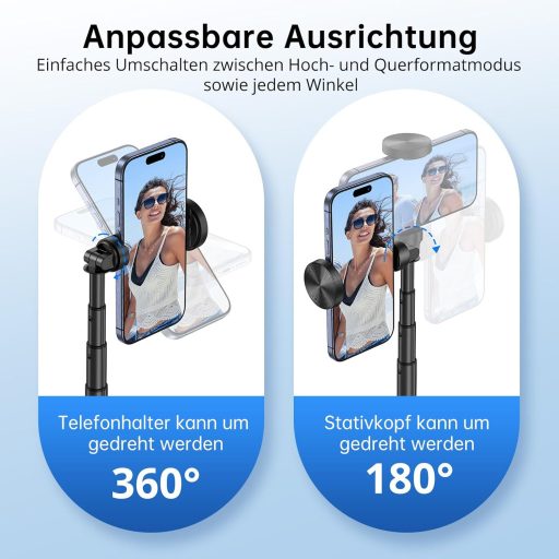 SYNCWIRE 140 cm Selfie Stick și Trepied din Aluminiu cu Telecomandă - Tripod Rotativ 360° pentru iPhone 16/15/14/13 și Alte Smartphone-uri - Negru