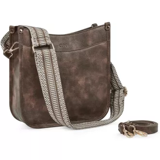   CLUCI Női Válltáska PU Bőr Közepes Crossbody Táska Pénztárcával, 2 Részes Szett Cserélhető Pántokkal, Kávé Színű