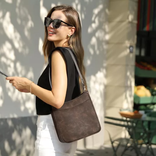 CLUCI Ženska torba za rame od PU kože, srednja crossbody torba sa novčanikom, set od 2 dijela sa zamjenjivim remenima, boja kave.