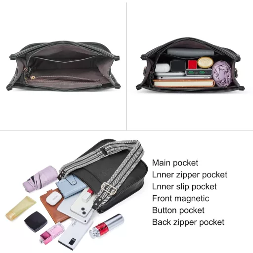 CLUCI Ženska torba za rame od PU kože, srednja crossbody torba sa novčanikom, set od 2 dijela sa zamjenjivim remenima, boja kave.