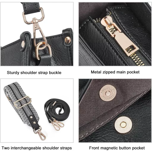 CLUCI Ženska torba za rame od PU kože, srednja crossbody torba sa novčanikom, set od 2 dijela sa zamjenjivim remenima, boja kave.