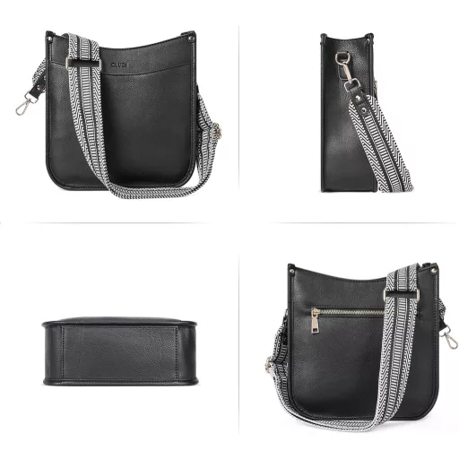 CLUCI Geantă de umăr pentru femei, din piele PU, geantă crossbody medie cu portofel, set de 2 piese cu bretele interschimbabile, culoare cafea.