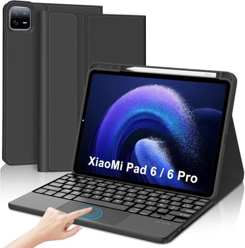 FARYODI Mágneses Bluetooth Billentyűzet Tok Xiaomi Pad 6/6 Pro Tablethez - Levehető AZERTY Kiosztás, Érintőpaddal, 11 Colos, Fekete