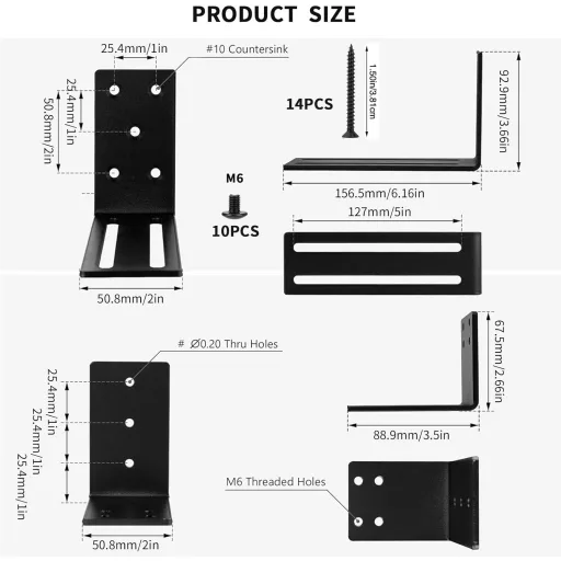 2 ks U-konzol zábrany na dvere - Nastaviteľná bezpečnostná konzola zámku pre interiérové a exteriérové dvere, brány - Čierny železný systém ochrany dverí 2x4