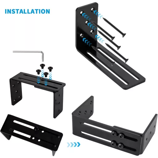 2 ks U-konzol zábrany na dvere - Nastaviteľná bezpečnostná konzola zámku pre interiérové a exteriérové dvere, brány - Čierny železný systém ochrany dverí 2x4