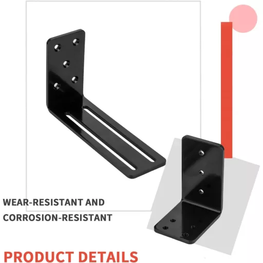 2 db  Ajtótorlasz U-konzol - Állítható Biztonsági Zárkonzol Beltéri és Kültéri Ajtókhoz, Kapukhoz - Fekete Vas Ajtóvédő Rendszer 2x4-es