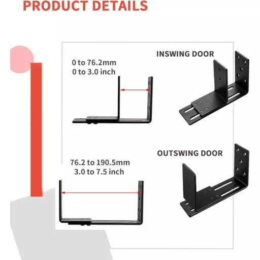 2 db  Ajtótorlasz U-konzol - Állítható Biztonsági Zárkonzol Beltéri és Kültéri Ajtókhoz, Kapukhoz - Fekete Vas Ajtóvédő Rendszer 2x4-es