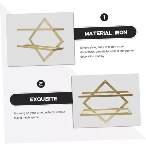 Zlatni zidni držač za čaše za vino, elegantan, 26,5 cm