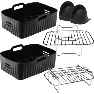   Moleath Forrólevegős Sütő Tartozék Szett 23cm Szilikon Forma Ninja Foodi AF300EU AF400EU Cecotec 9L Dual Zone Kompatibilis