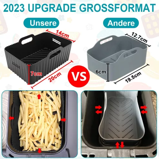 Moleath Set pribora za fritezu na vrući zrak 23 cm Silikonski kalup Kompatibilan s Ninja Foodi AF300EU AF400EU Cecotec 9L Dual Zone