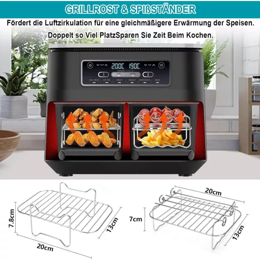 Set Accesorii Friteuză cu Aer Cald Moleath, 23 cm, Formă Silicon, Compatibil cu Ninja Foodi AF300EU AF400EU, Cecotec 9L Dual Zone