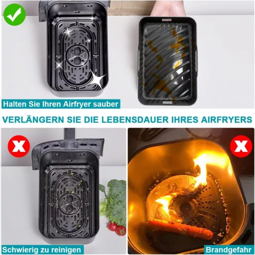 Set Accesorii Friteuză cu Aer Cald Moleath, 23 cm, Formă Silicon, Compatibil cu Ninja Foodi AF300EU AF400EU, Cecotec 9L Dual Zone