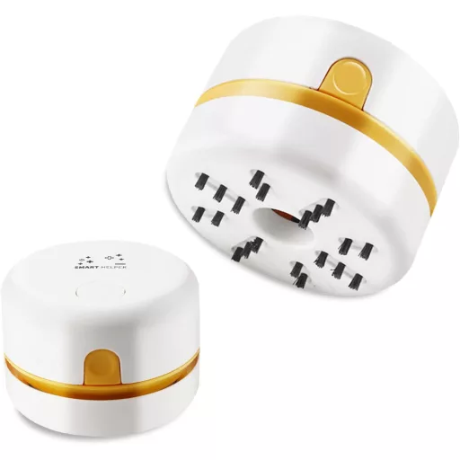 Mini aspirator portabil USB pentru birou, ideal pentru firimituri și tastatură.